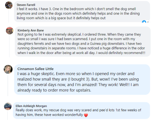 Original customer comments from Steven Farrell, Kimberly Ann Bane, Cinnamon Sallee Little, Ellen Ashleigh Morgan