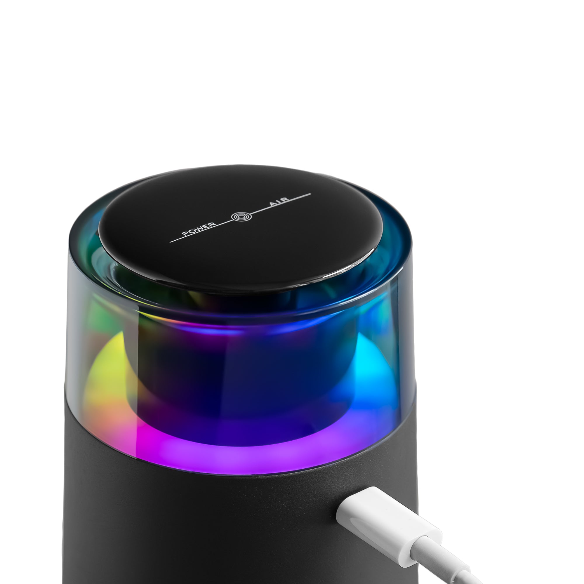 The black Pet Air Purifier top, filter vents and power cable